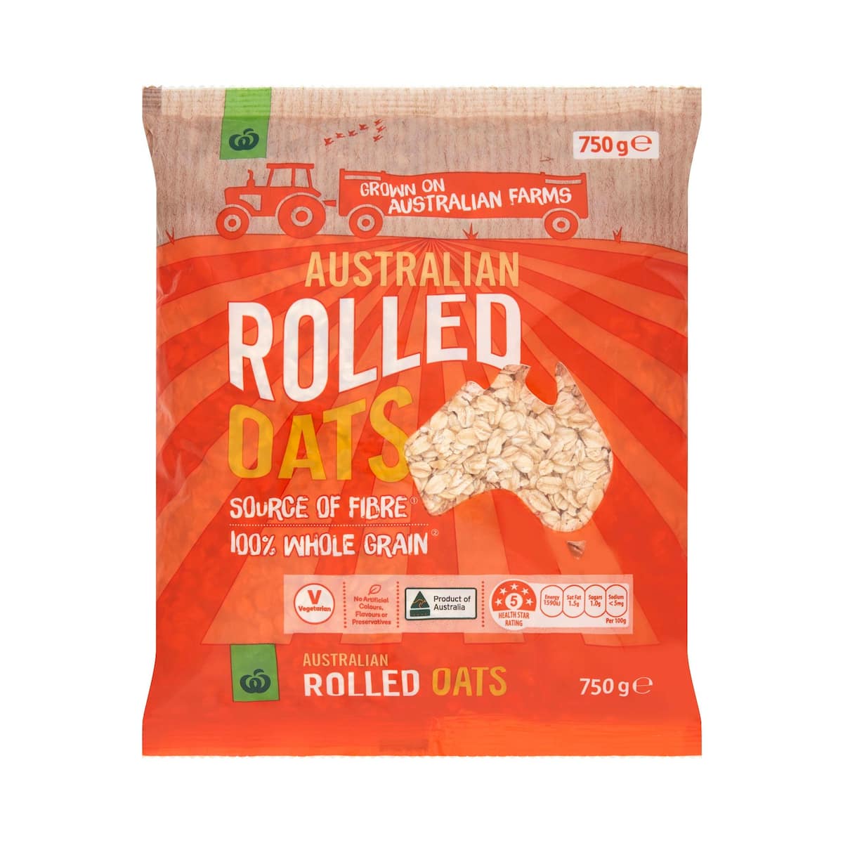 Woolworths Rolled Traditional Oats 750g bunch