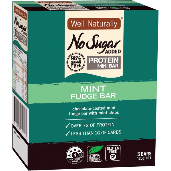 Well Naturally High Protein Mini Bars Peppermint Surprise 5x25g