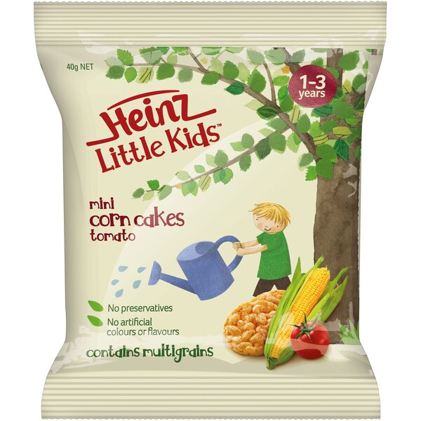 Heinz Little Kids Mini Corn Cakes Tomato Toddler Food 1-3 Years 40g