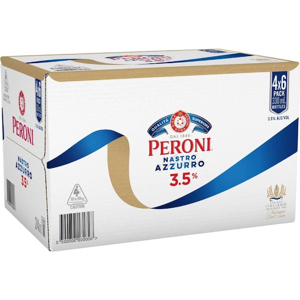 Peroni Nastro Azzurro 3.5% Bottles 330mL x 24 pack
