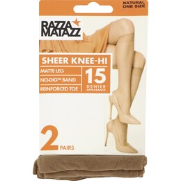 Razzamatazz Knee Hi Pantyhose Tan One Size 2 pack – Woolworths