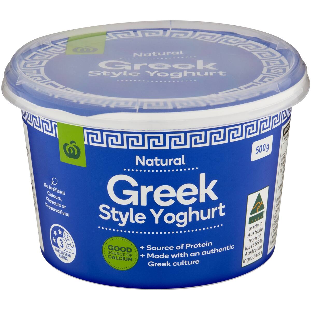 Woolworths Natural Greek Style Yoghurt 500g bunch