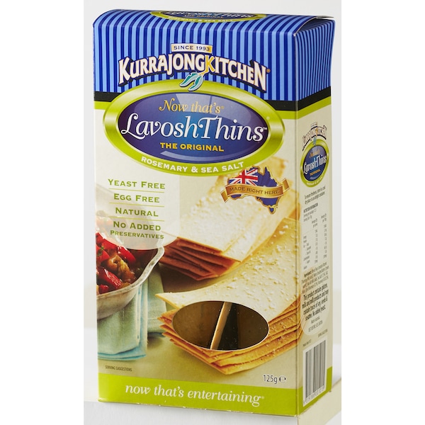 Kurrajong Kitchen Lavosh Thins Rosemary & Sea Salt 125g