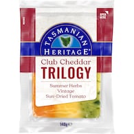 Tasmanian Heritage Club Cheddar Cheese Trilogy Herbs Vintage Sun Dried Tomato