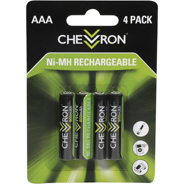 Chevron Rechargeable Batteries Aaa 800mah 4 Pack