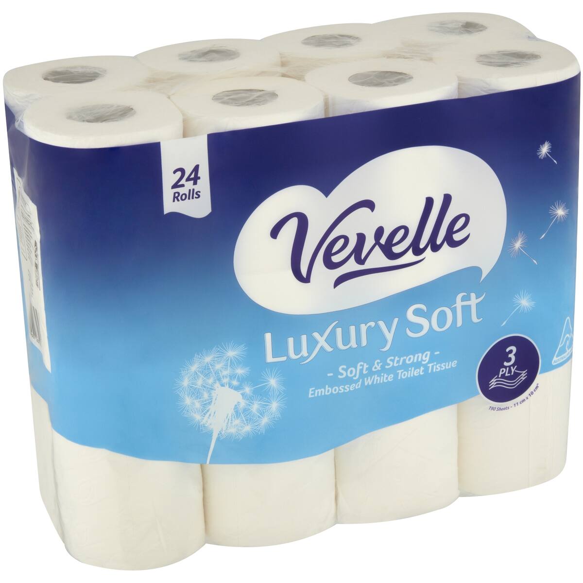 Vevelle Toilet Tissue 3ply 190 Sheet 24 Pack bunch