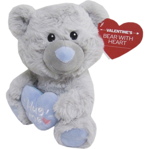Valentine's Day 20cm Bear With Heart Grey Each