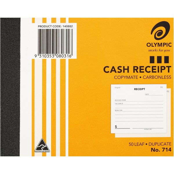 Olympic Carbon Filing Cash Receipt Book 714 each