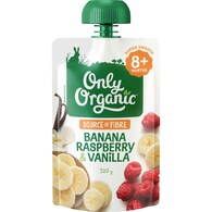 Only Organic 8 Months+ Banana Raspberry & Vanilla