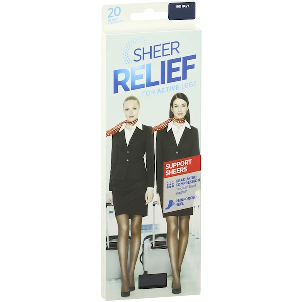 Razzamatazz Sheer Relief Pantyhose Control Support Ink Navy Tall Each