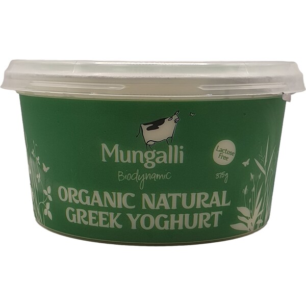 Mungalli Creek Organic Greek Yoghurt Natural Lactose Free 375g