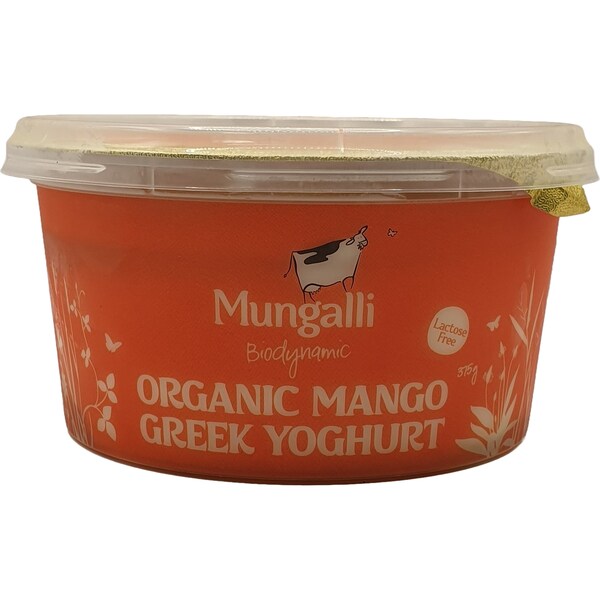 Mungalli Creek Organic Greek Yoghurt Mango Lactose Free 375g