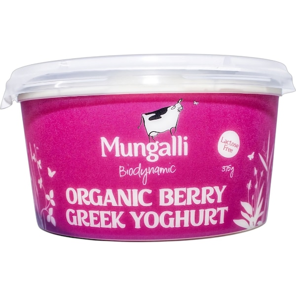 Mungalli Creek Organic Greek Yoghurt Berry Lactose Free 375g