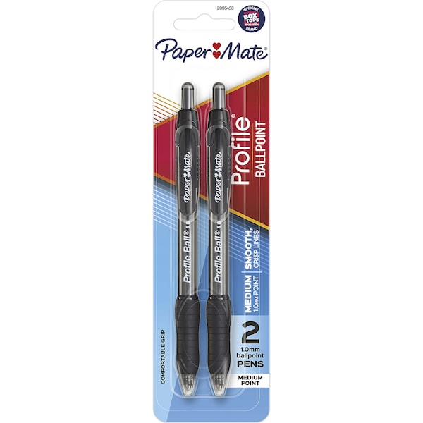 Paper Mate Profile 1.0mm Ballpoint Pens Black 2 pack