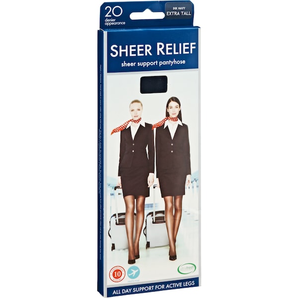 Sheer Relief Sheer Support Panty Hose Ink Navy Each