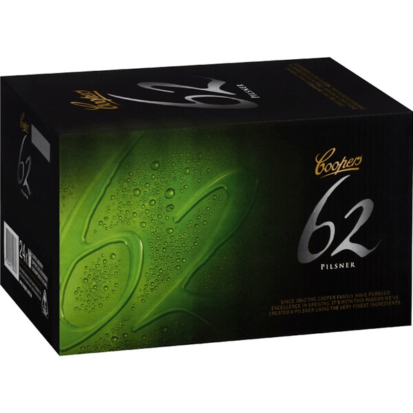 Coopers 62 Pilsner Bottles 24x355ml Case
