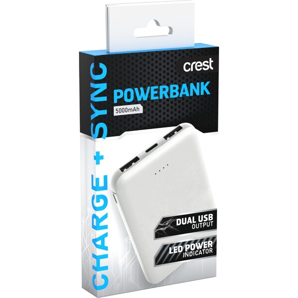 Crest Portable Powerbank 5000mah Grey Each