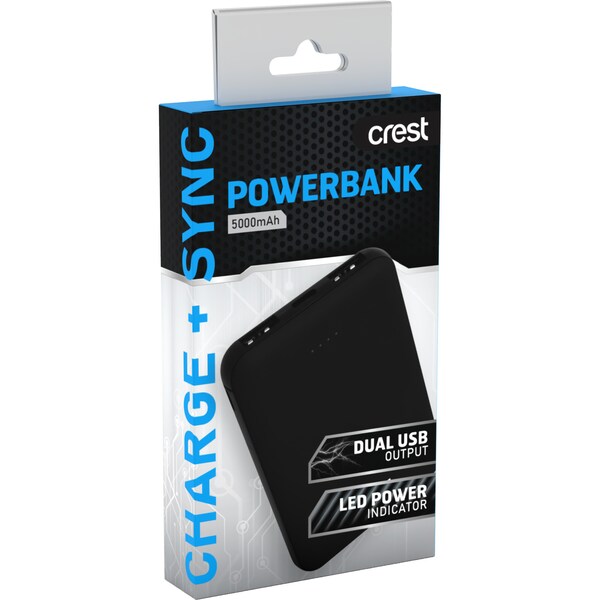 Crest Portable Powerbank 5000mah Black Each