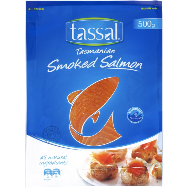 Tassal Salmon Smoked Sliced Whole Tray 500g