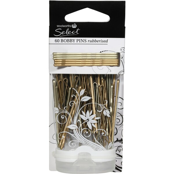 Woolworths Bobby Pins Rubberised Blonde 60 Pack