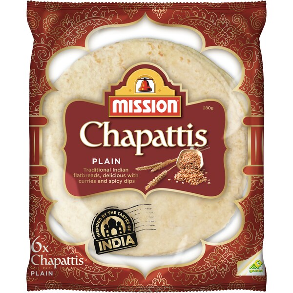 Mission Bread Chappati Plain 6 Pack 280g