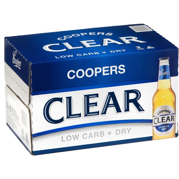 Coopers Clear Low Carb Lager Bottles 355mL x 24 case