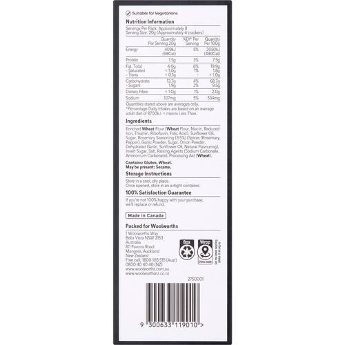 Woolworths Rosemary Wheaten Crackers 170g bunch