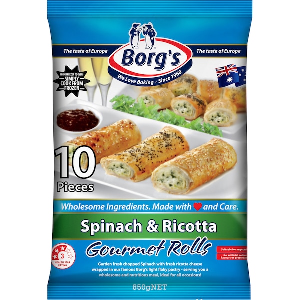 Borg's Spinach & Ricotta Gourmet Rolls 10 pack