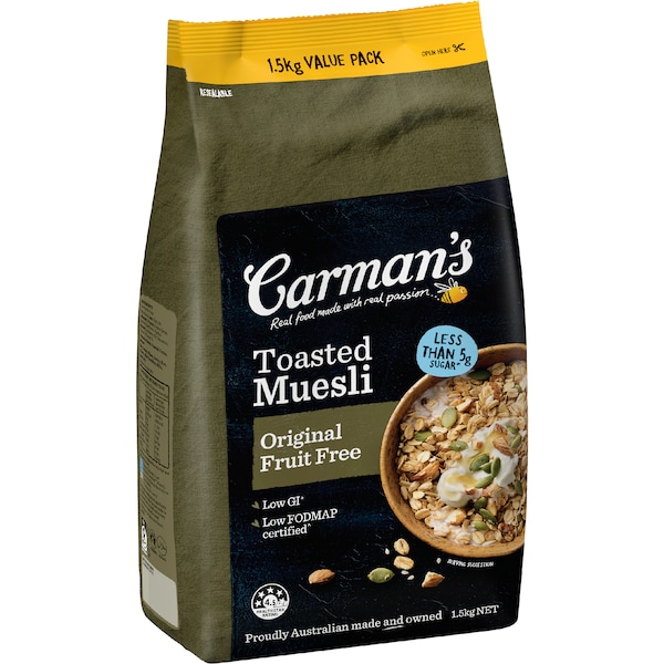 Carman's Toasted Muesli Original Fruit Free 1.5kg