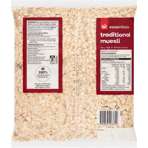 Woolworths Essentials Traditional Muesli 900g bunch