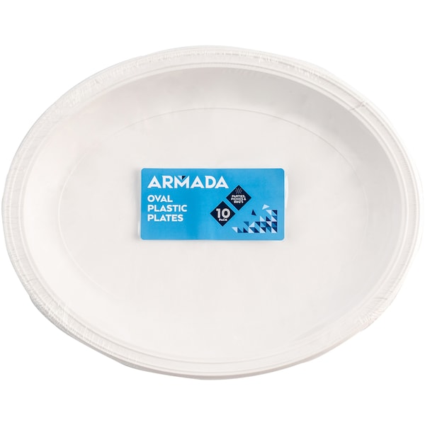 Essentials Plastic Dinner Plates Oval 10 Pack
