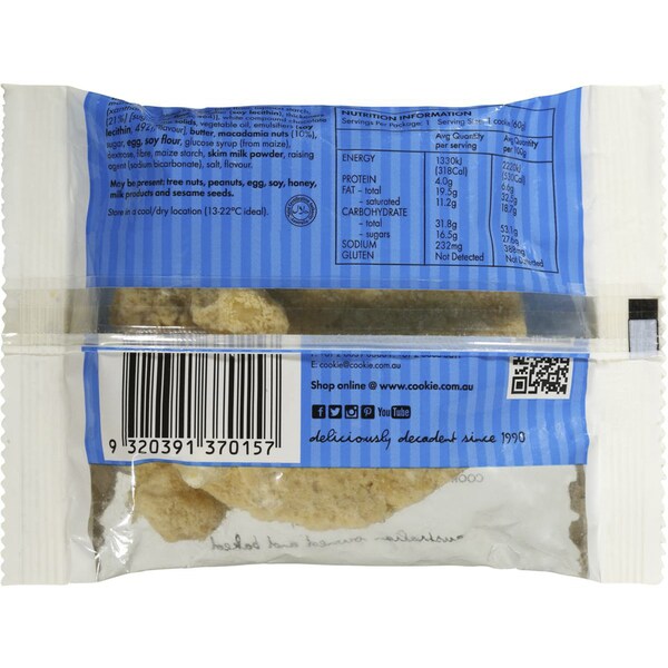 Byron Bay Cookies Gluten Free White Choc Mac Nut 60g
