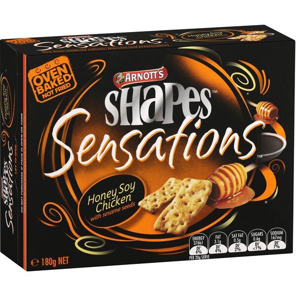 Arnotts Shapes Sensations Honey Soy Chicken 180G
