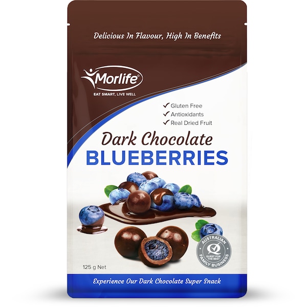Morlife Snacks Blueberries Dark Choc Coated 125g
