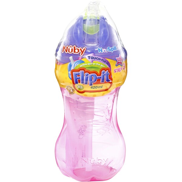 Nuby Flip It No Spill Straw Cup 12+Months 355ml Each