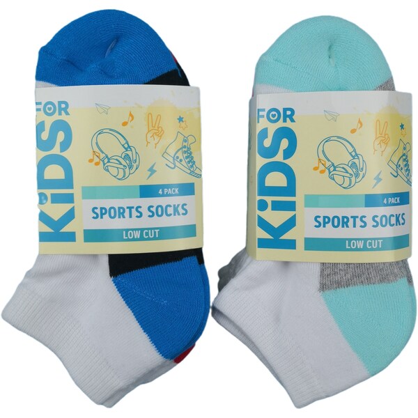 Essentials Kids Socks Sport Low Cut Size 9-12 4 Pack