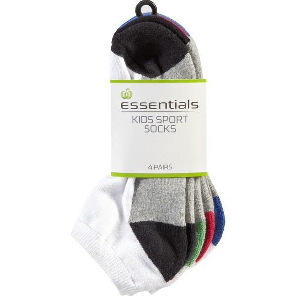 Essentials Kids Socks Sport Low Cut Size 13-3 4 Pack