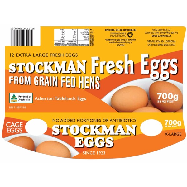 Stockman 12 Extra Large Caged Eggs 700g