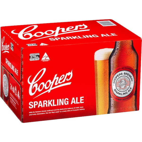 Coopers Sparkling Ale Bottles 375mL x 24 case