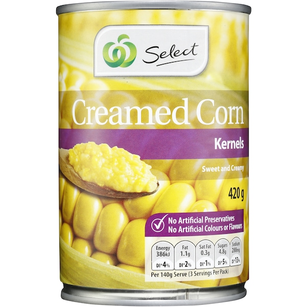 Woolworths Corn Creamed 420G
