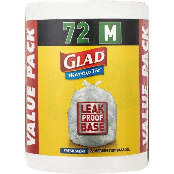 Glad Kitchen Tidy Bag Wavetop Medium 72 Pack