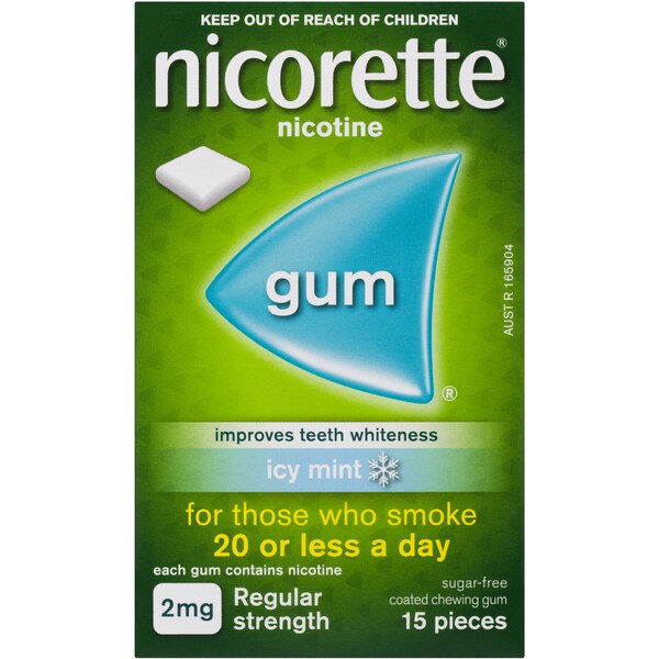 Nicorette Quit Smoking Gum Icy Mint 2mg 15 Pack