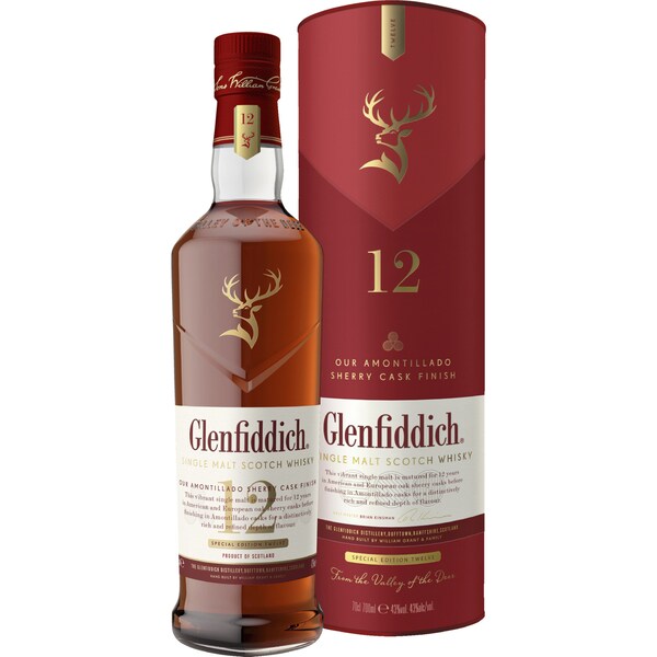 Glenfiddich 12YO Sherry Cask Scotch Whisky Bottle 700mL