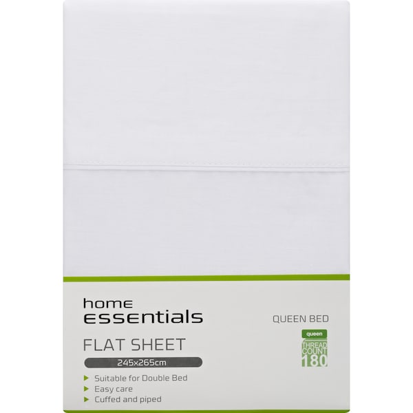 Inspire Flat Sheet 180 Thread Count Queen Bed Each