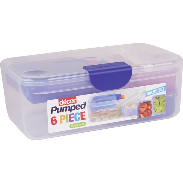 Decor Pumped Lunch Box 6 Piece Set Assorted Each