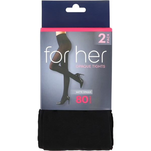 Essentials 80d Plain Opaque Tights Black Tall 2 Pack
