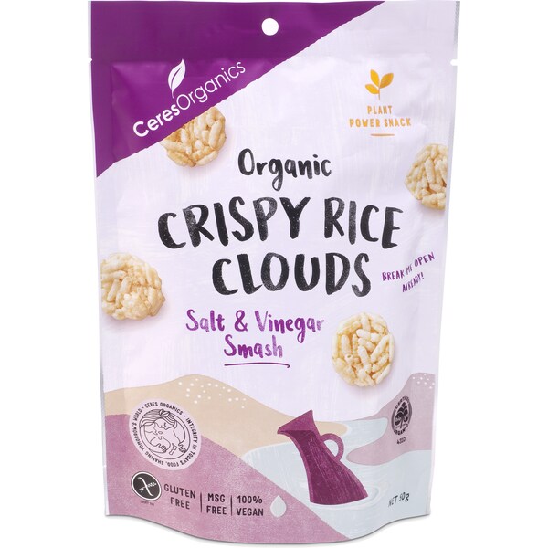 Ceres Organics Crispy Cloud Salt & Vinegar 50g