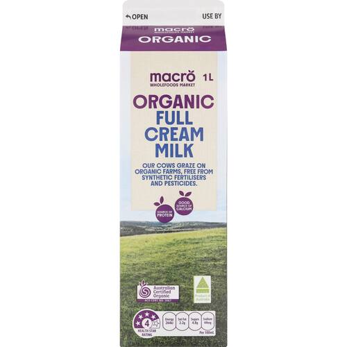 Macro Organic Full Cream Milk 1l bunch