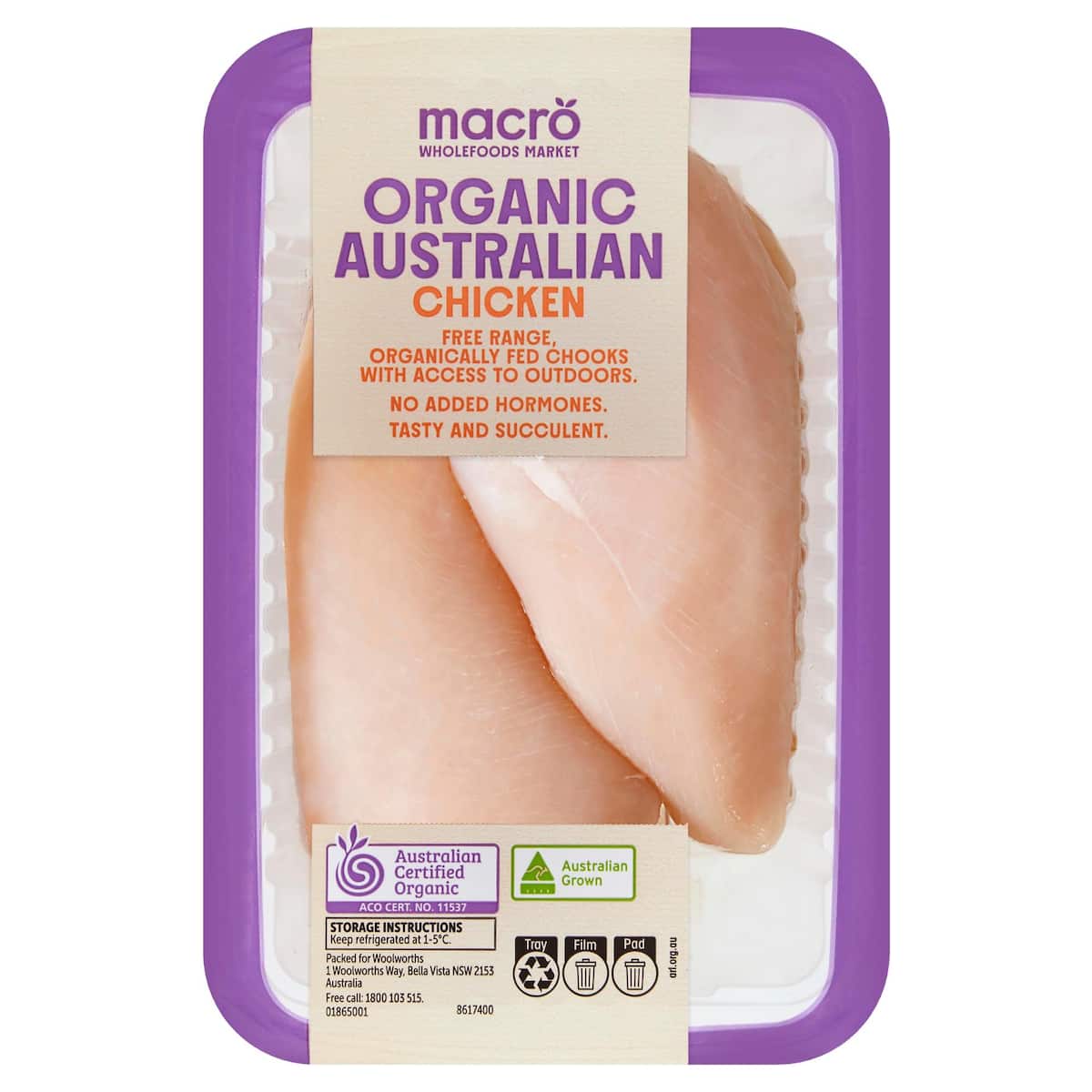 Macro Fillets Macro Organic Chicken Breast Fillet 500g - 750g | bunch