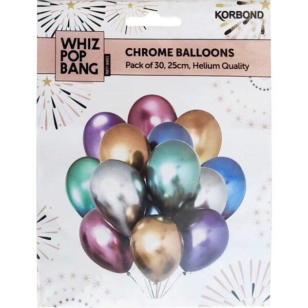 Whiz Pop Bang Chrome Balloons 30 Pack